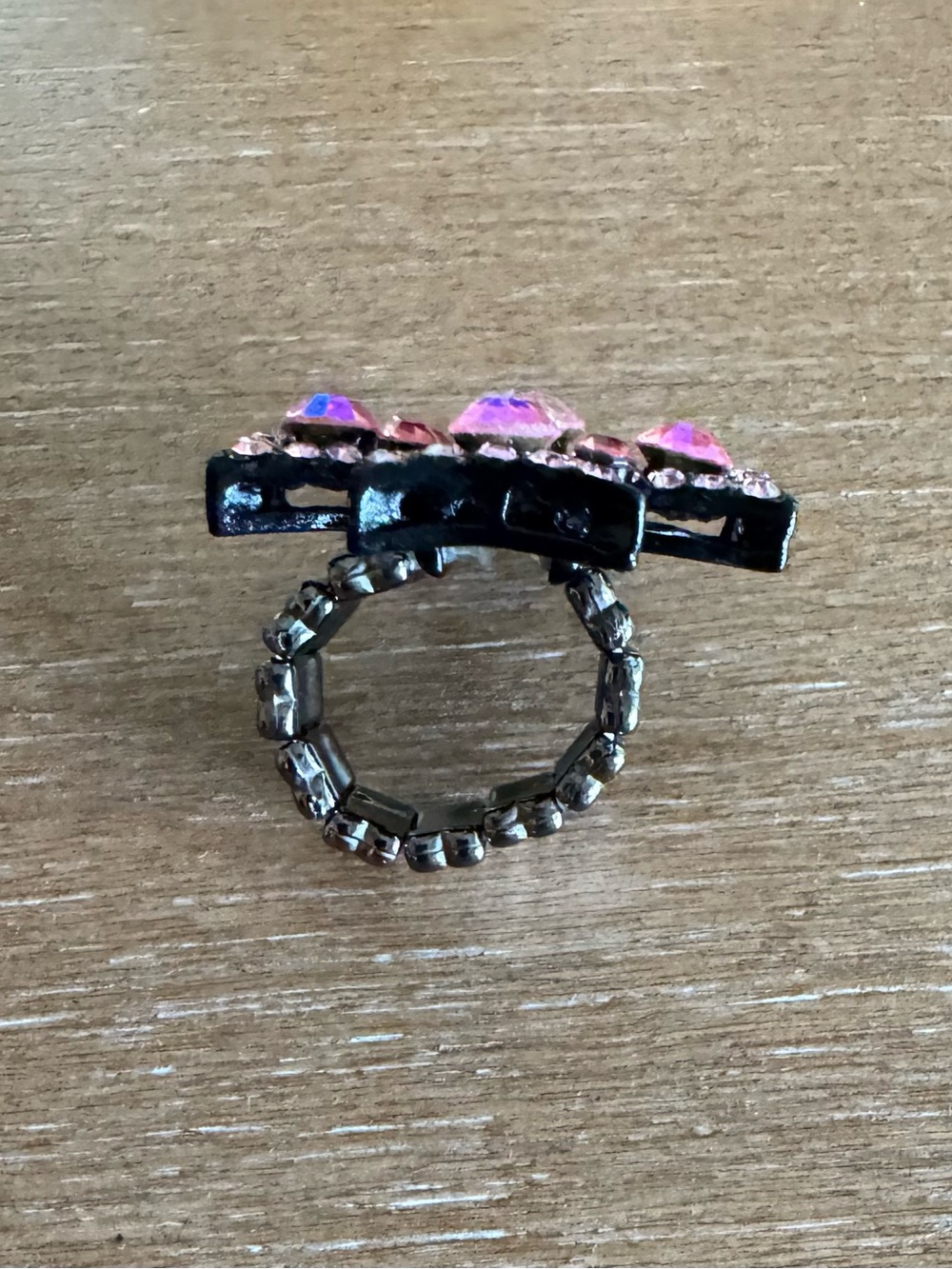 NWOT Pink Rhinestone Cross Ring - Picture 2 of 2